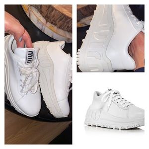 - MIU MIU 371/2 WOMENS' WHITE LEATHER SNEAKE!!